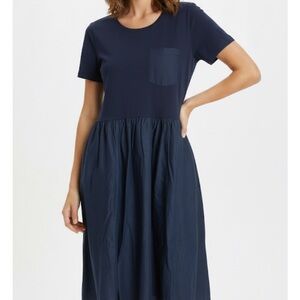 DG2 SoftCell by DIANE GILMAN Fit & Flare Midi Dress, Women’s M, Blue